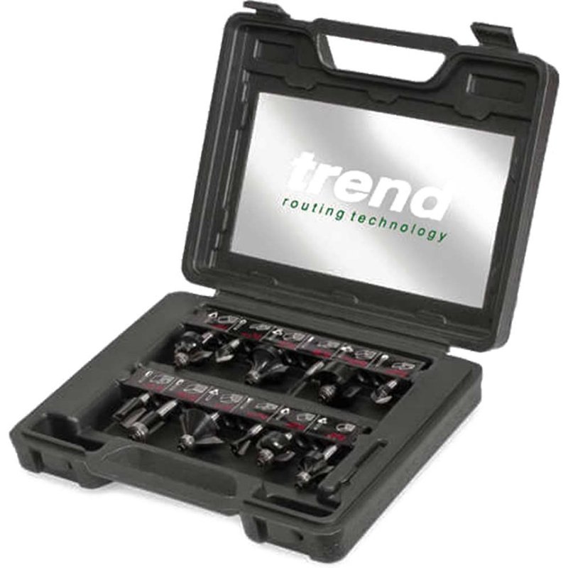 Trend SS8TC 1/4in TCT Router Bit Starter Set, 12 Piece SET/SS8X1/4TC