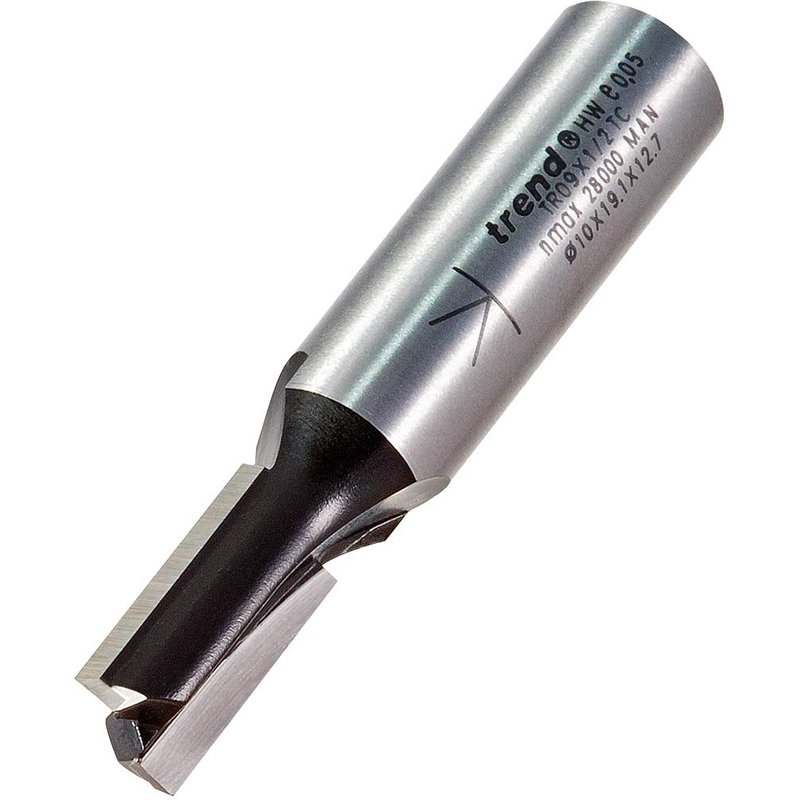 Trend Two Flute PTFE Coated Non Stick Router Cutter 10mm 19mm 1/2"