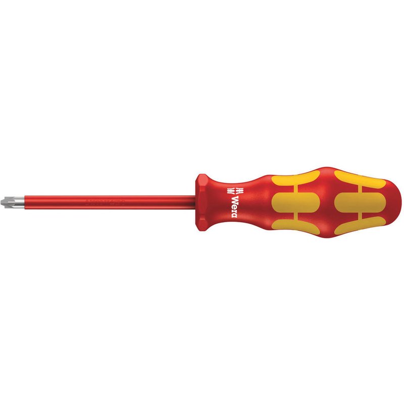 Wera Kraftform Plus 165I VDE Insulated Pozi Slot Screwdriver PZ2 / Slotted 100mm