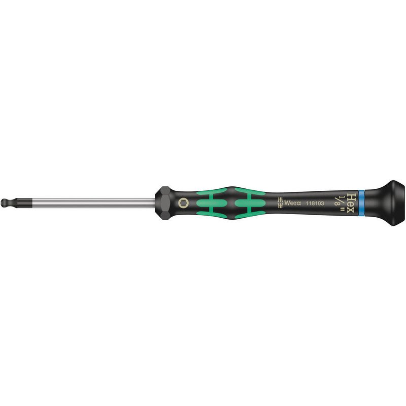 Wera Kraftform 2052 Ballend Hex Micro Screwdriver Imperial 3/32" 60mm