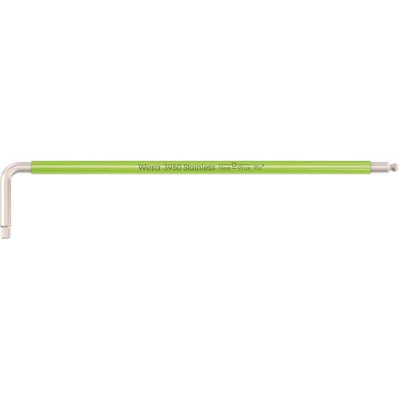 Wera 3950 SPKL Stainless Steel Multicolour Hex Key Imperial 3/32"