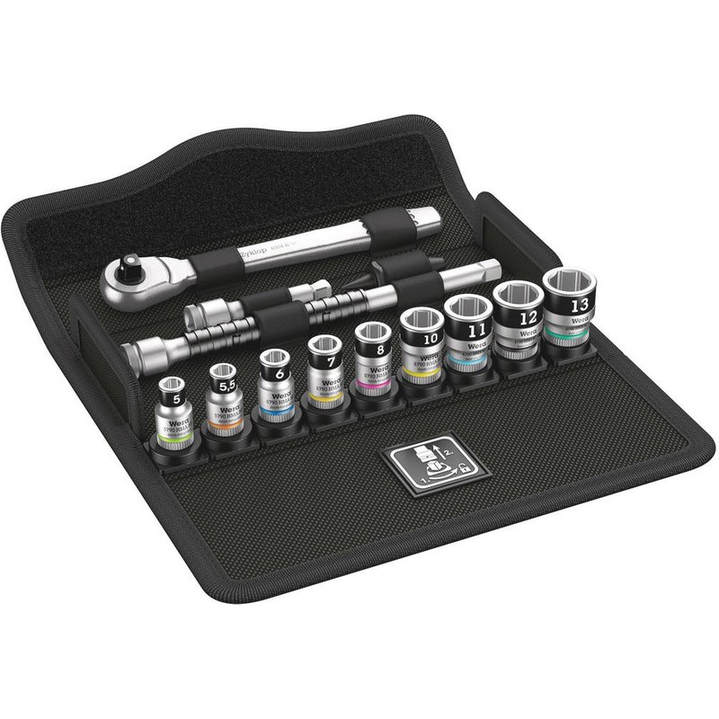 Wera Zyklop 13 Piece 1/4" Drive Slim Ratchet Socket Set 1/4"