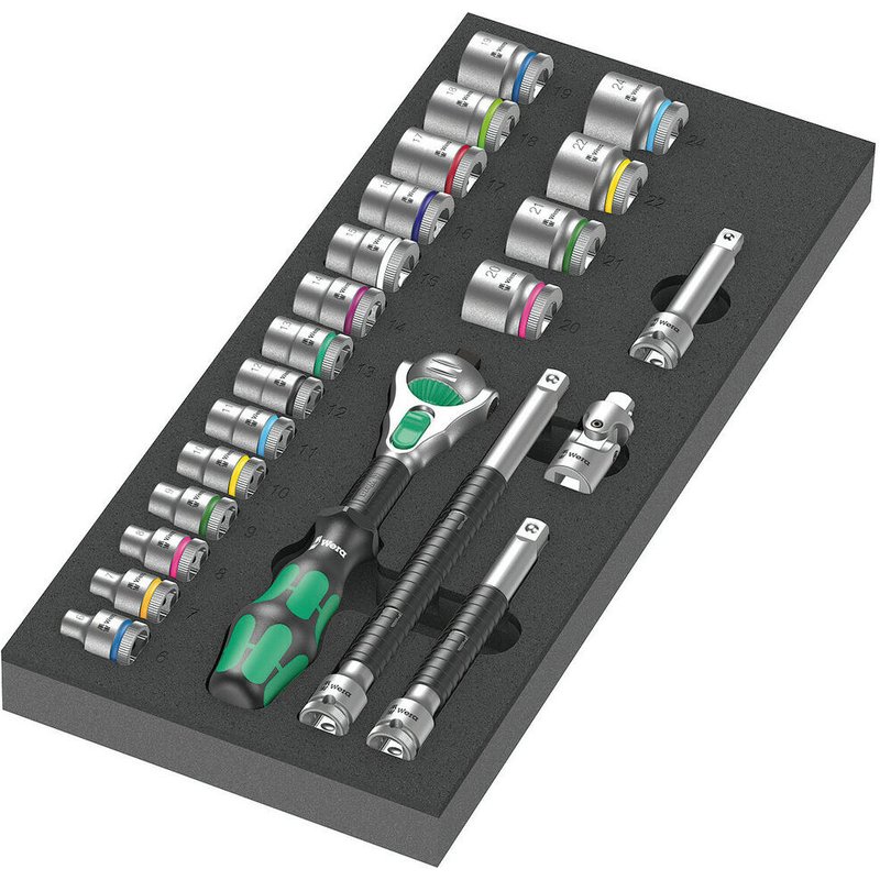 Wera 9721 Zyklop 23 Piece 3/8" Drive Socket Set in Foam Insert Tray 3/8"