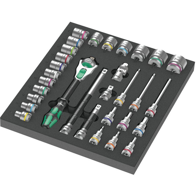 Wera 9722 Zyklop 31 Piece 1/2" Drive Socket Set in Foam Insert Tray 1/2"