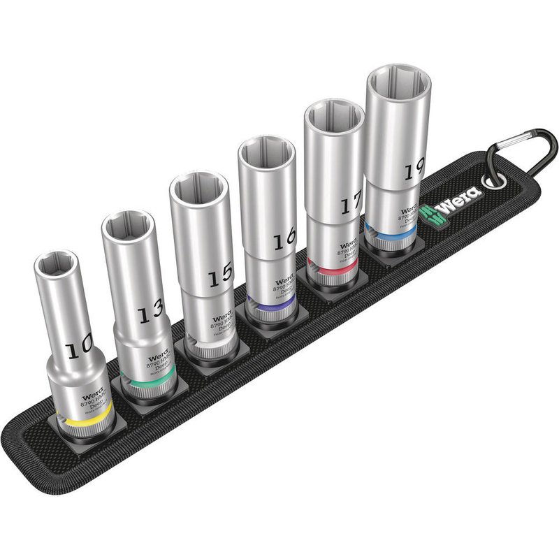Wera 6 Piece 1/2" Drive Deep Hexagon Socket Set on Belt 1/2"