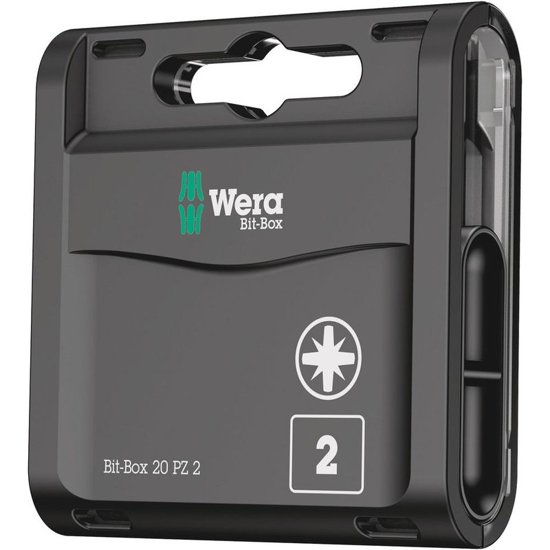 Wera Bit-Box Extra Hard Pozi Screwdriver Bits PZ2 25mm Pack of 20