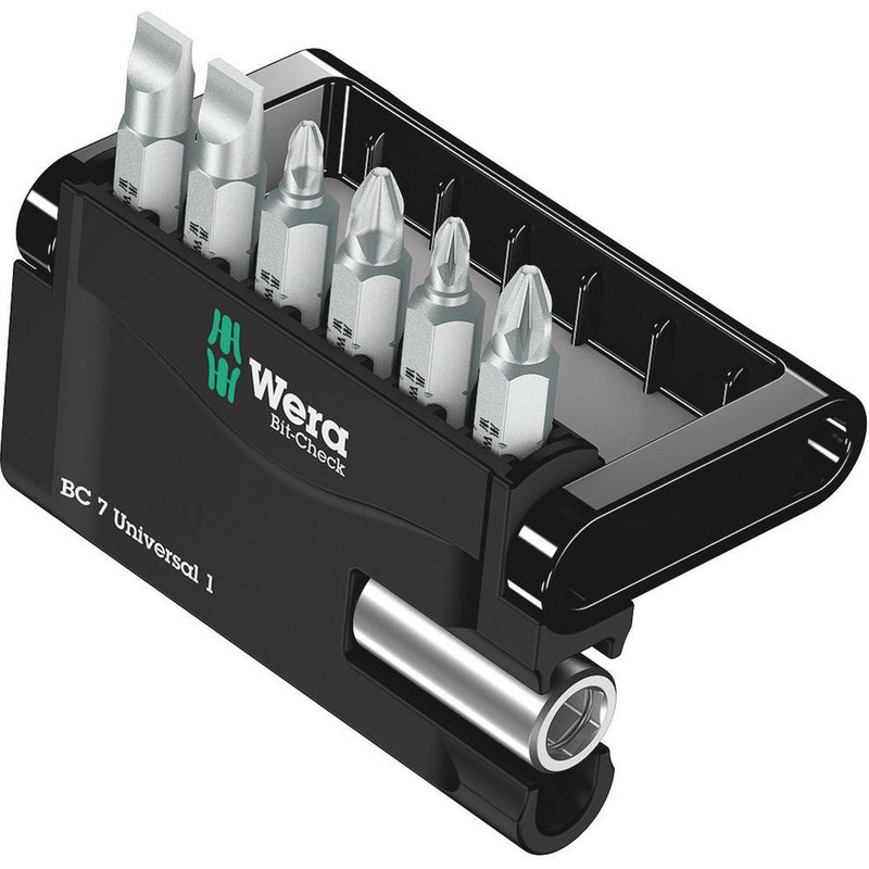 Wera 7 Piece Mini-Check Slotted Phillips and Pozi Screwdriver Bit Set