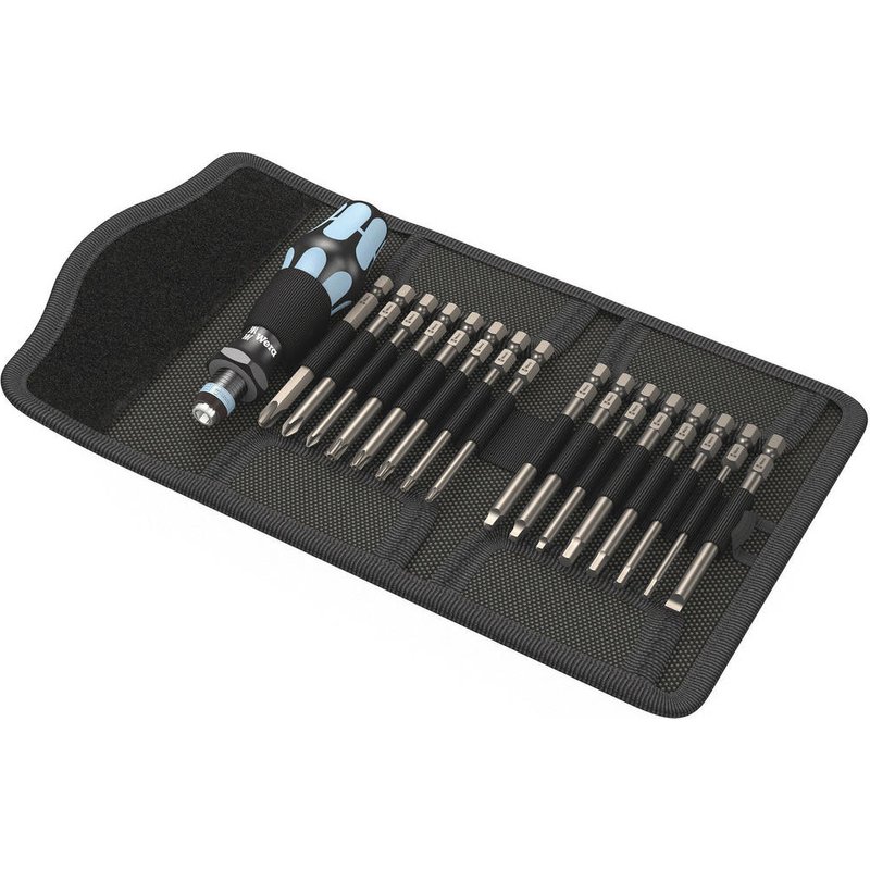 Wera 17 Piece Kraftform Kompakt 60 Stainless Steel Screwdriver Bit Set Imperial
