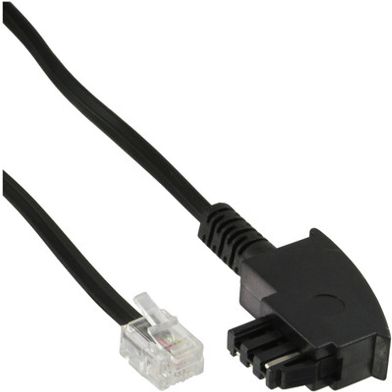 InLine® TAE-F Kabel, 6pol/4adrig, f. Import, TAE-F Stecker an RJ11 Stecker, 1m
