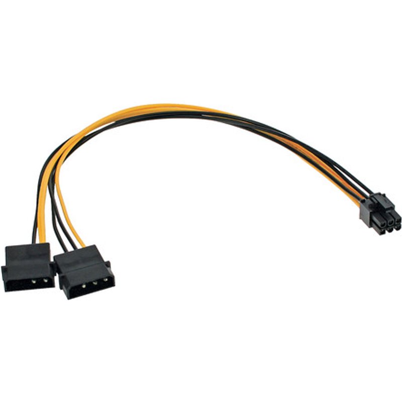 InLine® Stromadapter int., 2x4pol zu 6pol für PCIe (PCI-Express) Grafikkarten