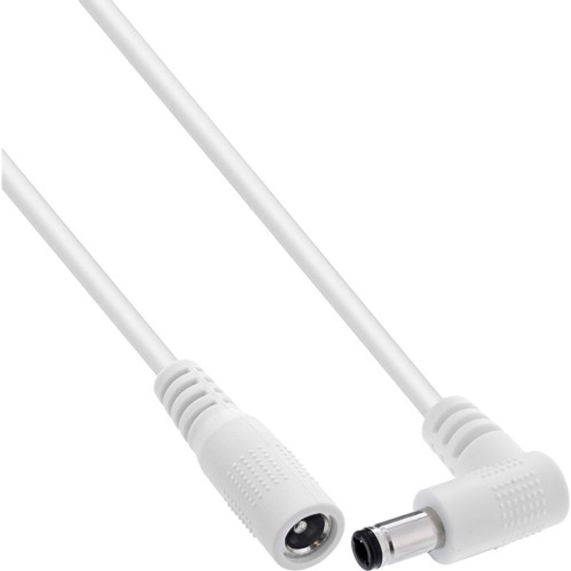 InLine® DC Verlängerungskabel, Winkelstecker, 5,5 x 2,1 mm, weiß, 0,2 m
