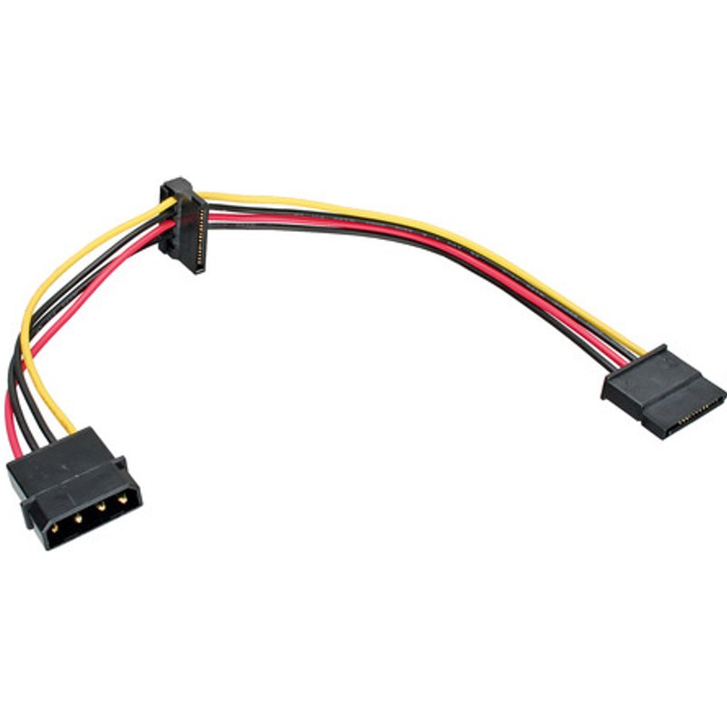 InLine® Strom Kabel intern, 1x 13,34cm (5,25) an 2x 15pol SATA, 0,30m