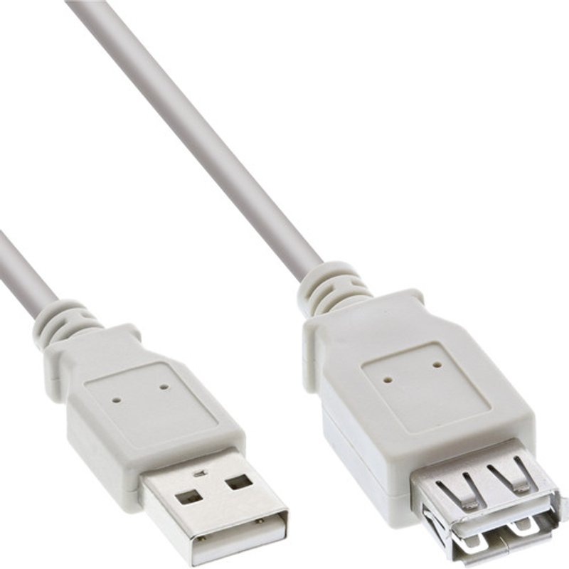 InLine® USB 2.0 Verlängerung, Stecker / Buchse, Typ A, beige, 0,5m