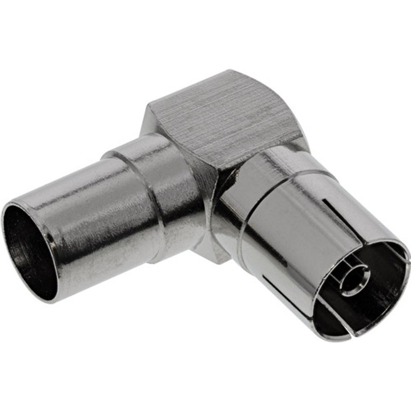 InLine® Antenne Koaxial Verbinder Stecker / Buchse, 90� gewinkelt, Metall