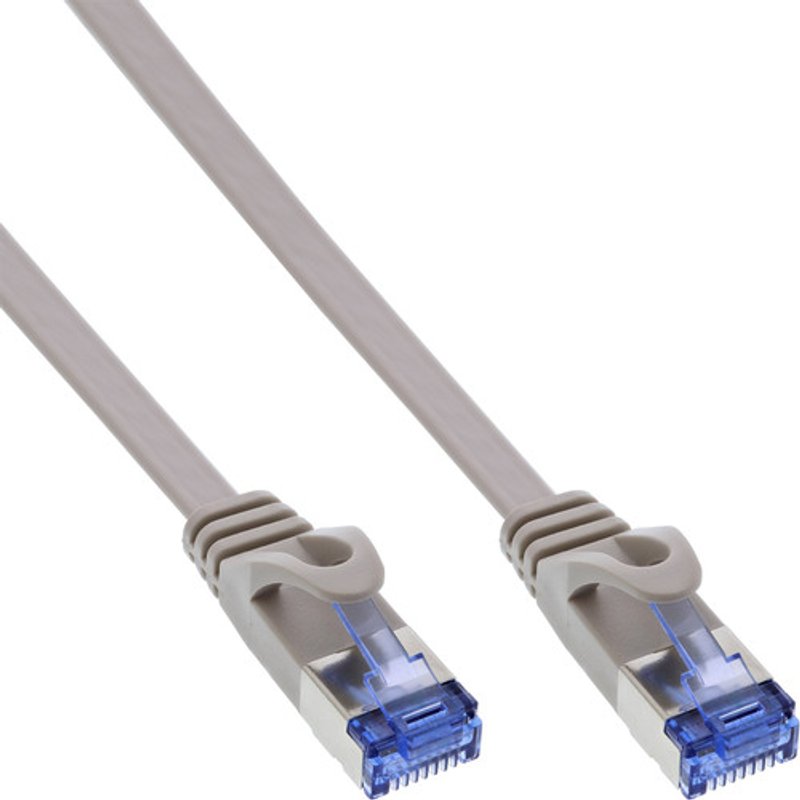 InLine® Patchkabel flach, U/FTP, Cat.6A, grau, 0,5 m