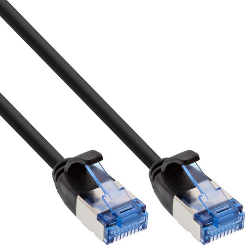 InLine® Patchkabel slim, U/FTP PiMf, Cat.6A, schwarz, 0,3m