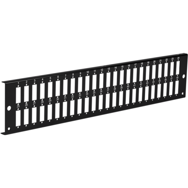 Frontplatte 2HE 48 x SC Duplex/LC Quad, vertikal schwarz