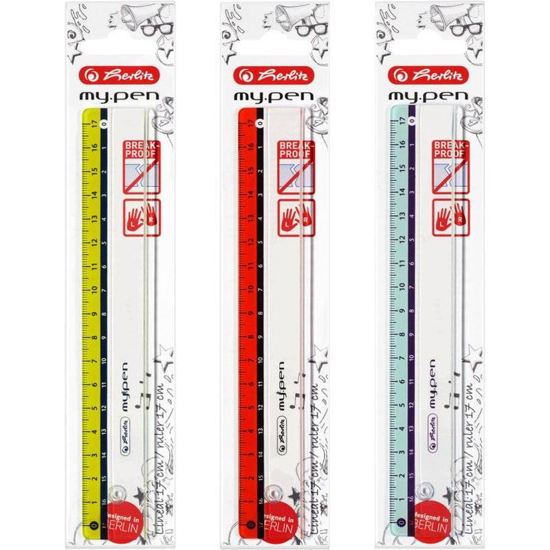 Herlitz Lineal my.pen 17cm farb.sort. 1er Blister
