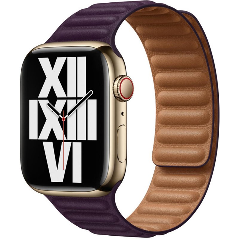 Bracelet Leather Link Apple Watch | 44/45/46/49 mm - Taille S/M - Dark Cherry