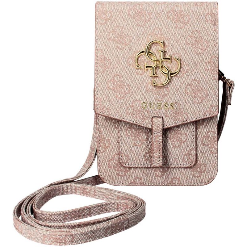 Guess Sacoche de téléphone bandoulière - Pochette d'épaule pour smartphone avec lanière logo 4G - Rose