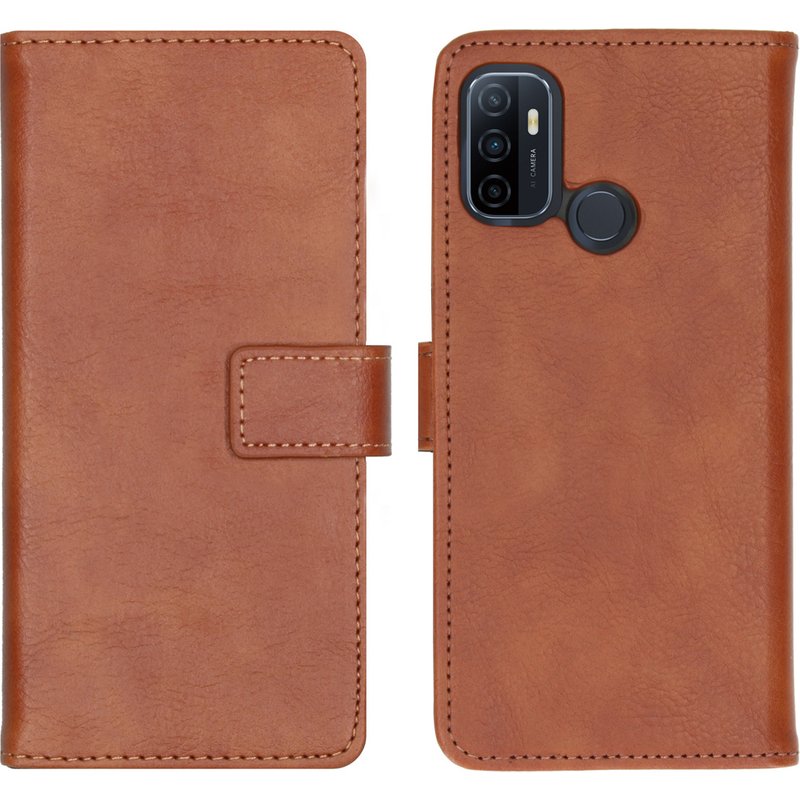 Coque Oppo A53s - Similicuir - imoshion Coque portefeuille - étui téléphone Marron - Design Aucun