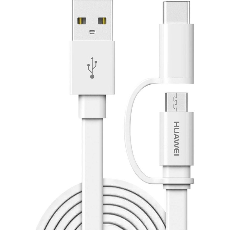 Huawei Câble USB vers Micro-USB & USB-C original - 1,5 mètres - Blanc