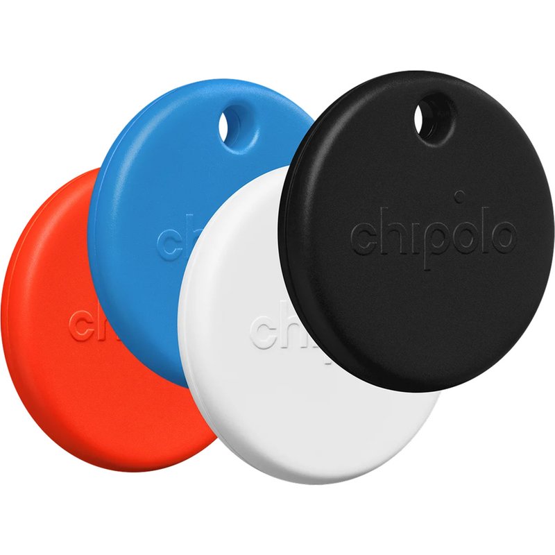 Chipolo POP Bluetooth Tracker - Pack de 4 - Noir, Blanc, Rouge, Bleu