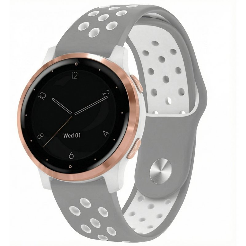 imoshion Bracelet sport en silicone - Connexion universelle 18 mm - Grey & White