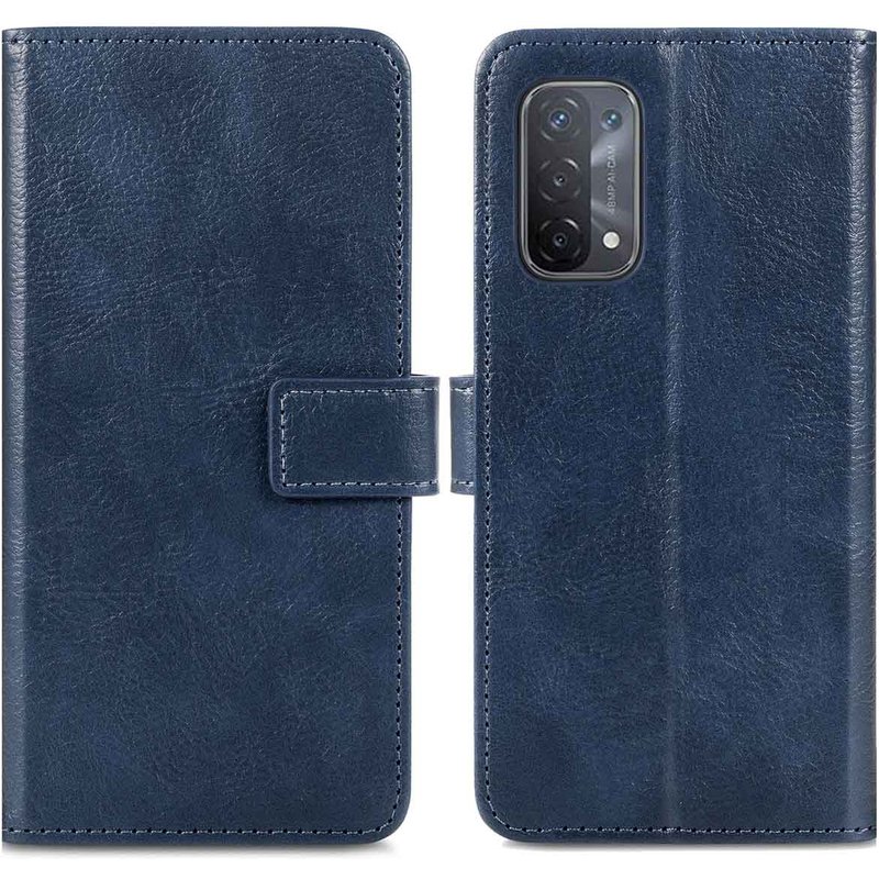 Coque Oppo A74 (5G) - Similicuir - imoshion Coque portefeuille - étui téléphone Bleu foncé - Design Aucun