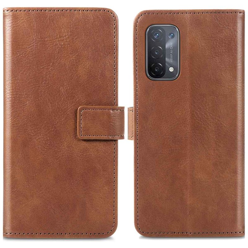 Coque Oppo A74 (5G) - Similicuir - imoshion Coque portefeuille - étui téléphone Marron - Design Aucun