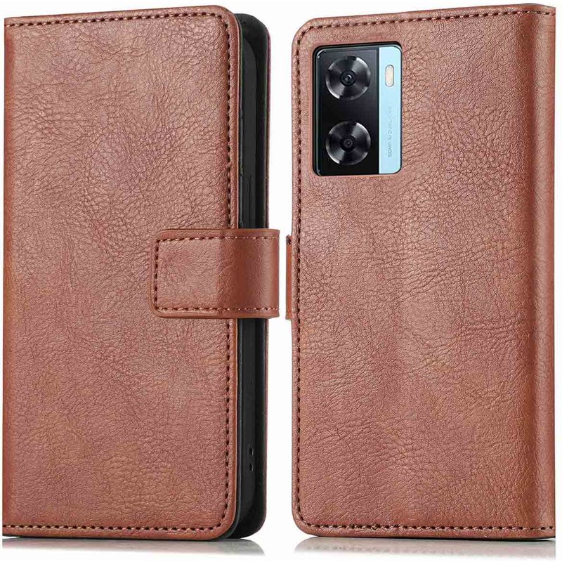 Coque Oppo A57s - Similicuir - imoshion Coque portefeuille - étui téléphone Marron - Design Aucun