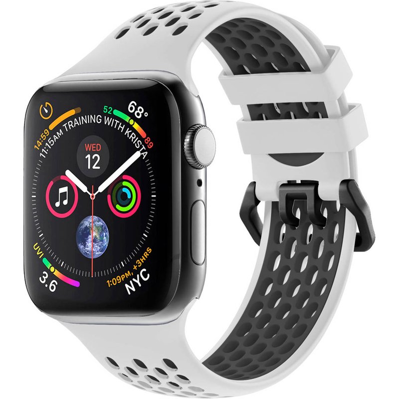 imoshion Bracelet sport en silicone avec boucle Apple Watch | 38/40/41/42 mm - White / Black