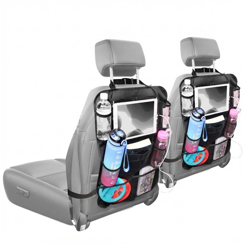 imoshion Organisateur de Siège de Voiture pour enfants - 9 compartiments - Inclut un support pour tablette - Lot de deux - Noir