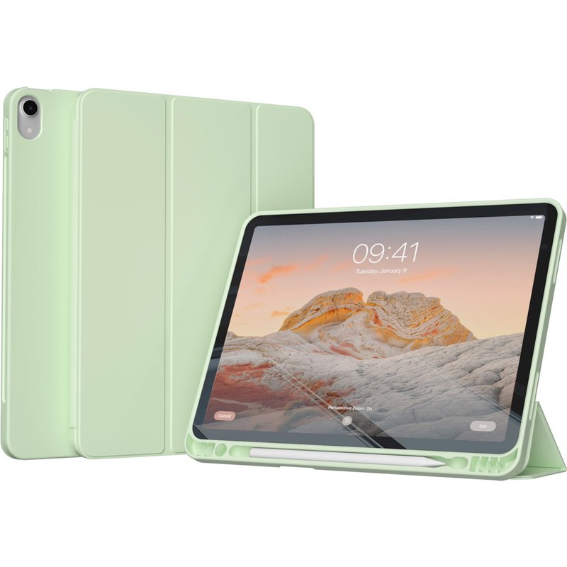 Accezz Coque tablette portefeuille Smart Silicone Apple iPad Air 11 pouces (2026) M4 / (2025) M3 / (2024) M2 / Air 5 (2022) / Air 4 (2020) - Vert clair