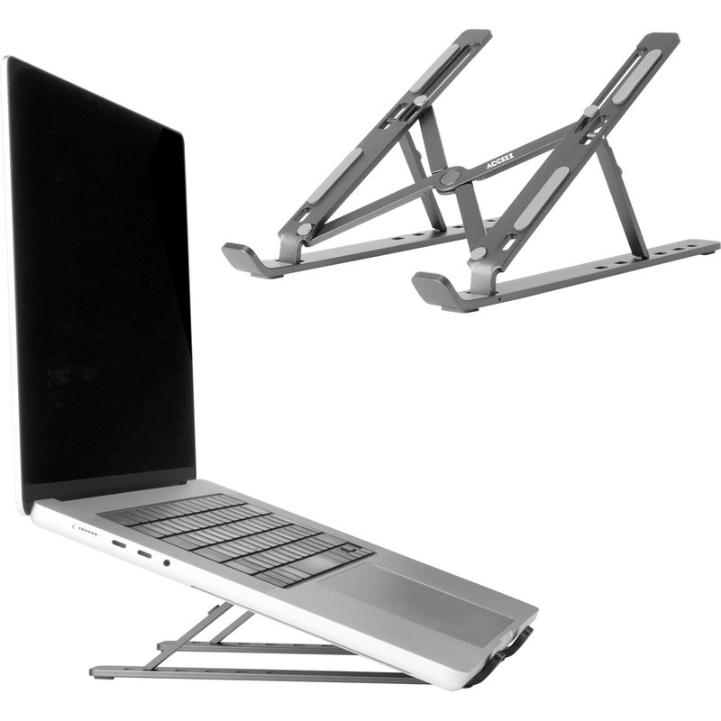 Accezz Support pour ordinateur portable - Support pour laptop - Réglable et pliable - Gris
