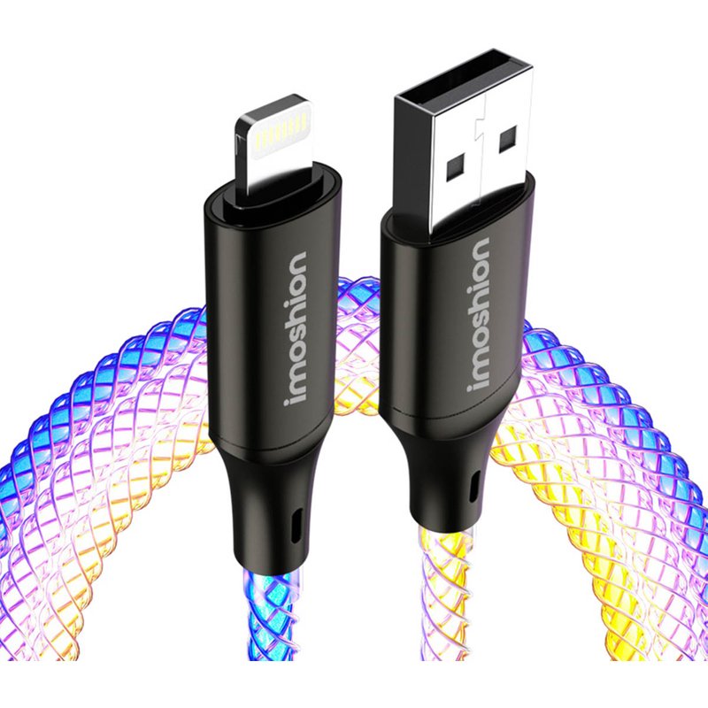imoshion Câble de charge rapide lumineux RGB - USB-A vers Lightning - 1 mètre