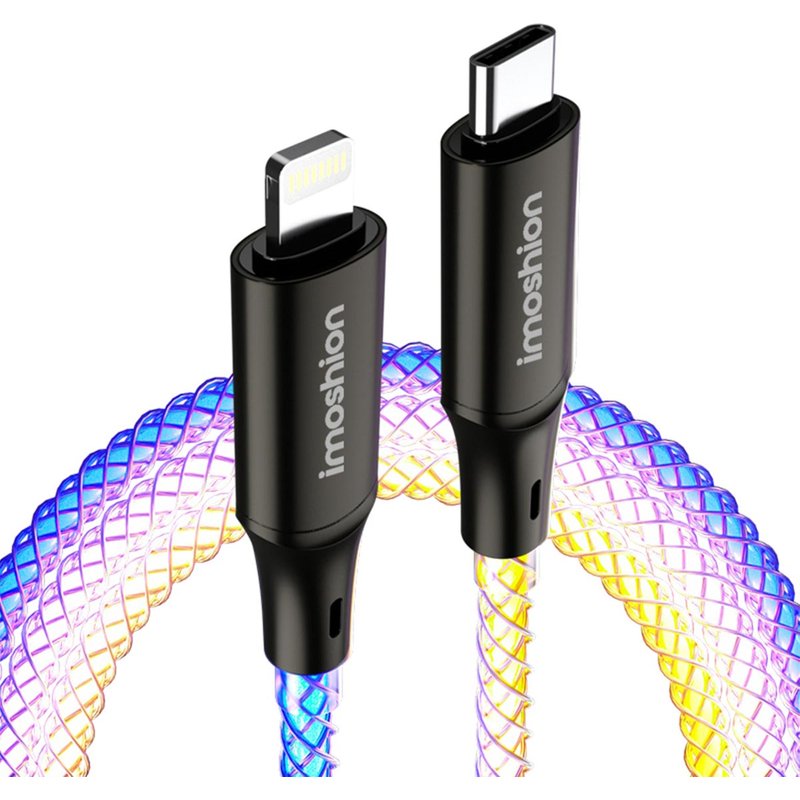 imoshion Câble de charge rapide lumineux RGB - USB-C vers Lightning - 1 mètre