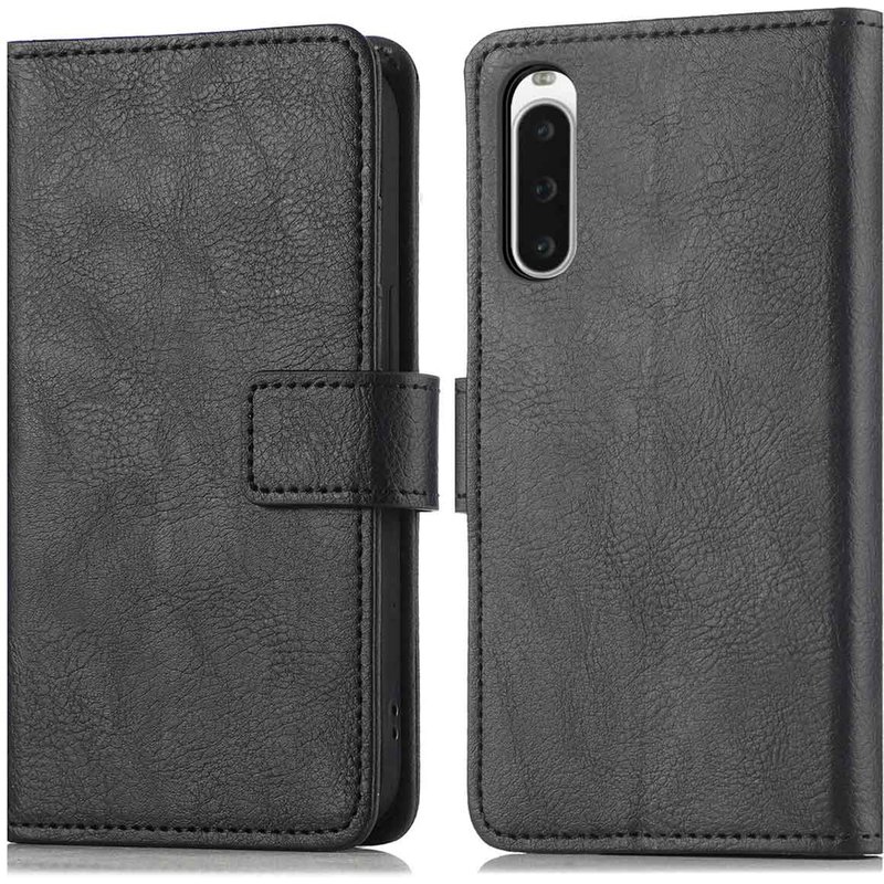 Coque Sony Xperia 10 V - Similicuir - imoshion Coque portefeuille - étui téléphone Noir - Design Aucun