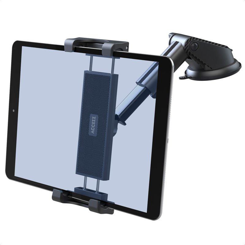 Accezz Support de tablette pour voiture - Tableau de bord et pare-brise - Réglable - Universel - Noir
