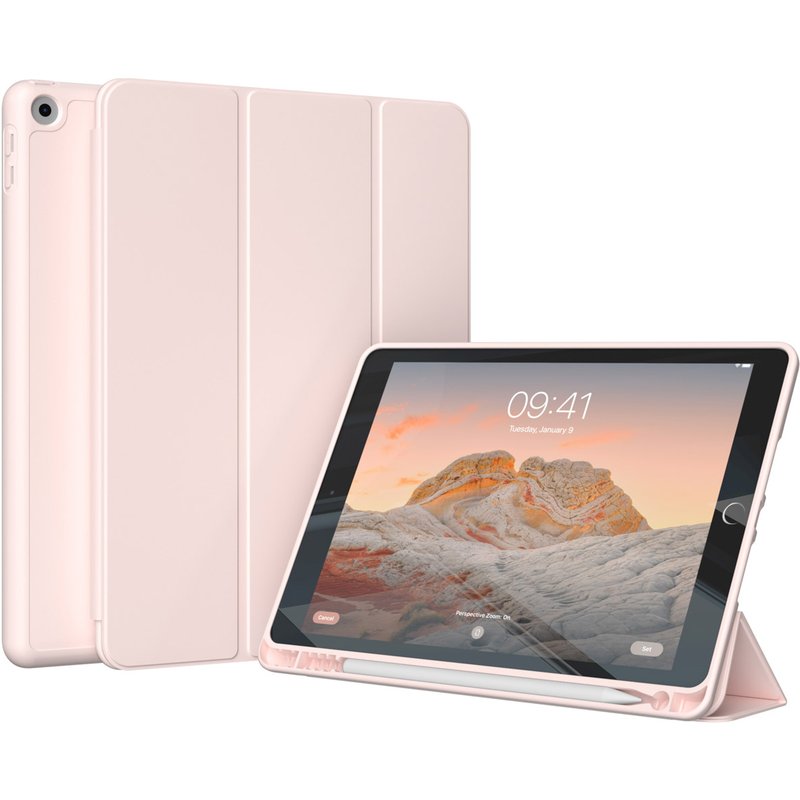 Accezz Coque tablette portefeuille Smart Silicone Apple iPad 9 (2021) 10.2 pouces / iPad 8 (2020) 10.2 pouces / iPad 7 (2019) 10.2 pouces - Rose