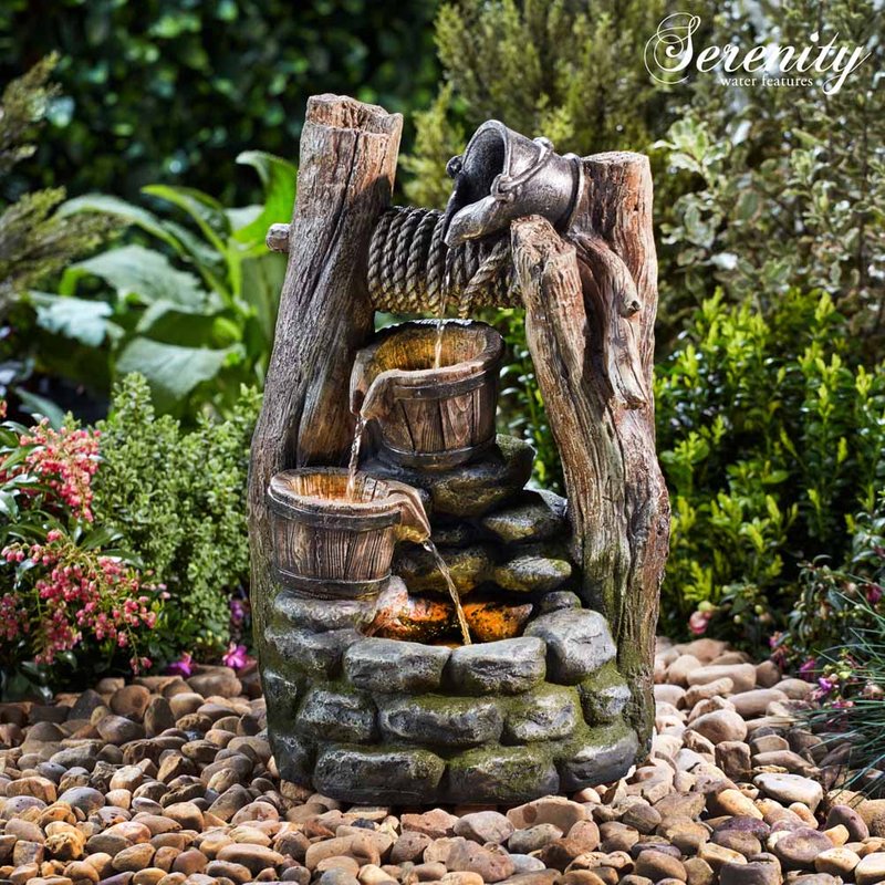 Serenity - Cascading Buckets Wishing Well Water Feature