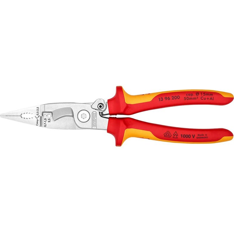 Knipex 13 96 200 VDE Multifunctional Installation Pliers with Opening Spring 200mm 13 96 200 SB