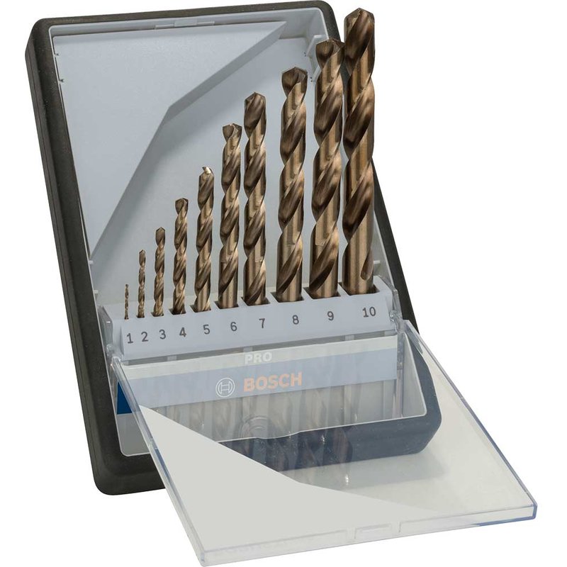 Bosch Powertool Accessories PRO Stainless Steel HSS-Co Twist Drill Bit Set, 10 Piece 2607019925