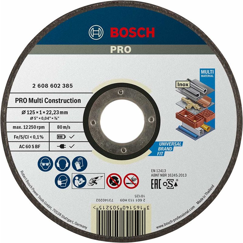 Bosch PRO Rapido MultiConstruction Cutting Disc 125mm 1mm 22mm