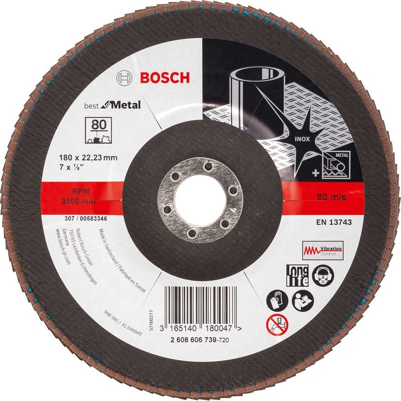 Bosch PRO Zirconium Abrasive Flap Disc 180mm 80g