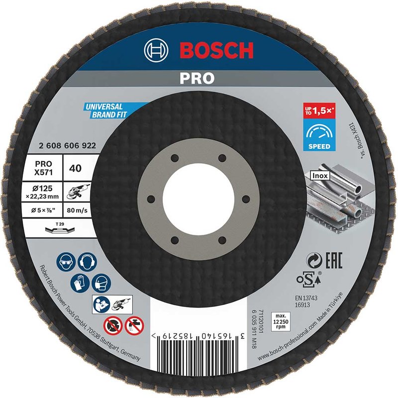 Bosch PRO Zirconium Abrasive Flap Disc 125mm 40g