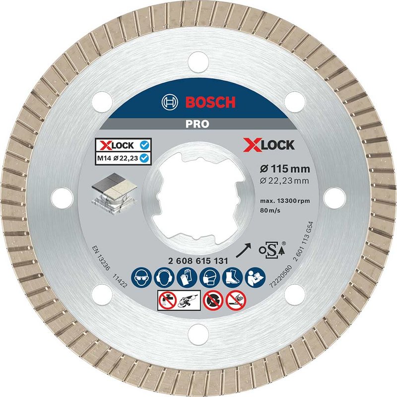 Bosch PRO X Lock Best Extraclean Turbo Diamond Disc for Ceramics 115mm 1.4mm 22mm