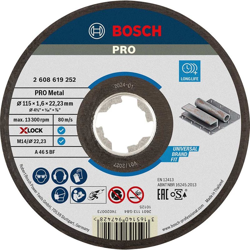Bosch PRO X Lock Metal Cutting Disc 115mm 1.6mm 22mm