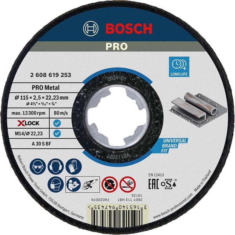 Bosch PRO X Lock Metal Cutting Disc 115mm 2.5mm 22mm