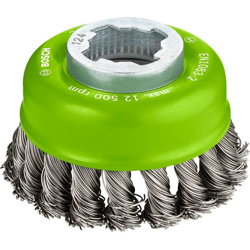 Bosch PRO X Lock Knotted Stainless Steel Wire Cup Brush 75mm X-Lock
